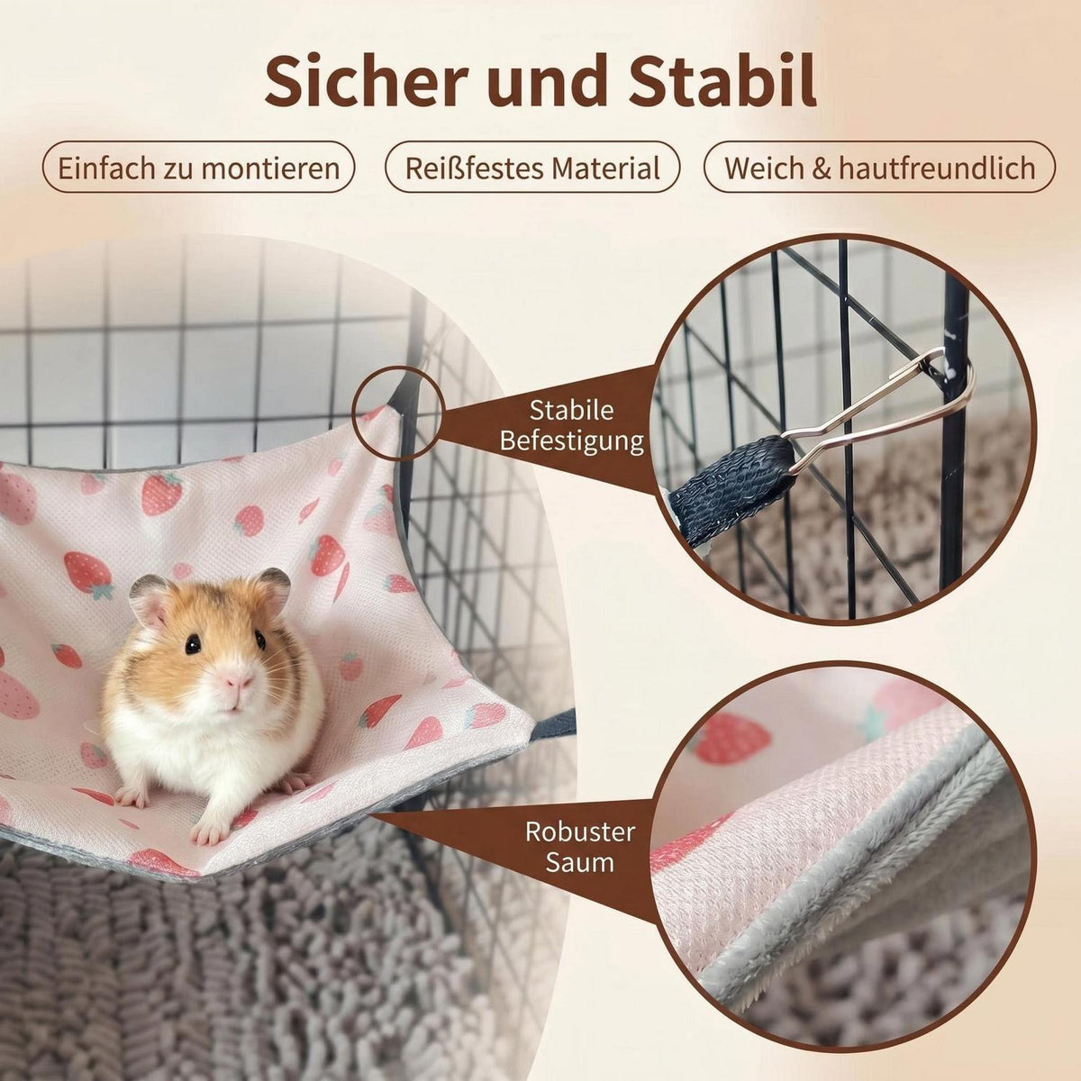 Hängematte 2er Set für Meerschweinchen & Hamster – Weich & Atmungsaktiv