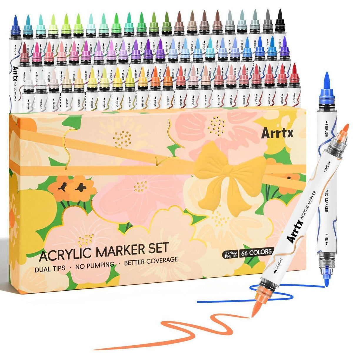 Acrylmarker Set 66 Farben – Wasserfest, Doppelspitze