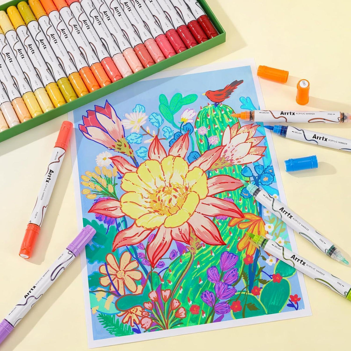 Acrylmarker Set 66 Farben – Wasserfest, Doppelspitze