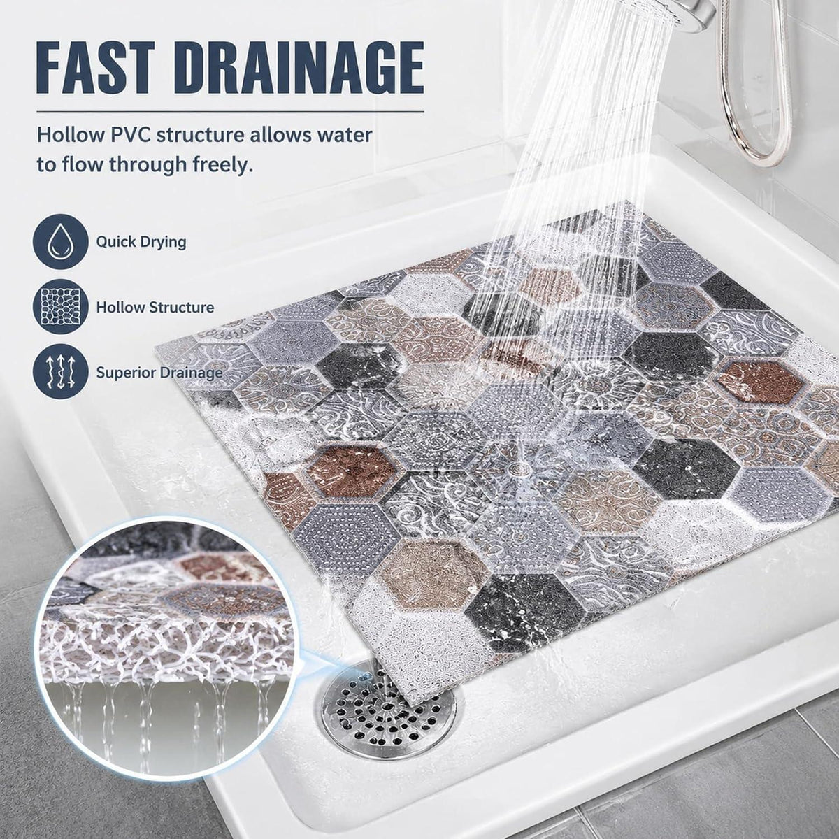 Optische Illusion Badematte 60x60 cm – Rutschfest & Modern