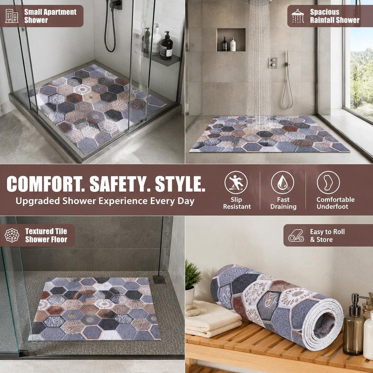 Optische Illusion Badematte 60x60 cm – Rutschfest & Modern