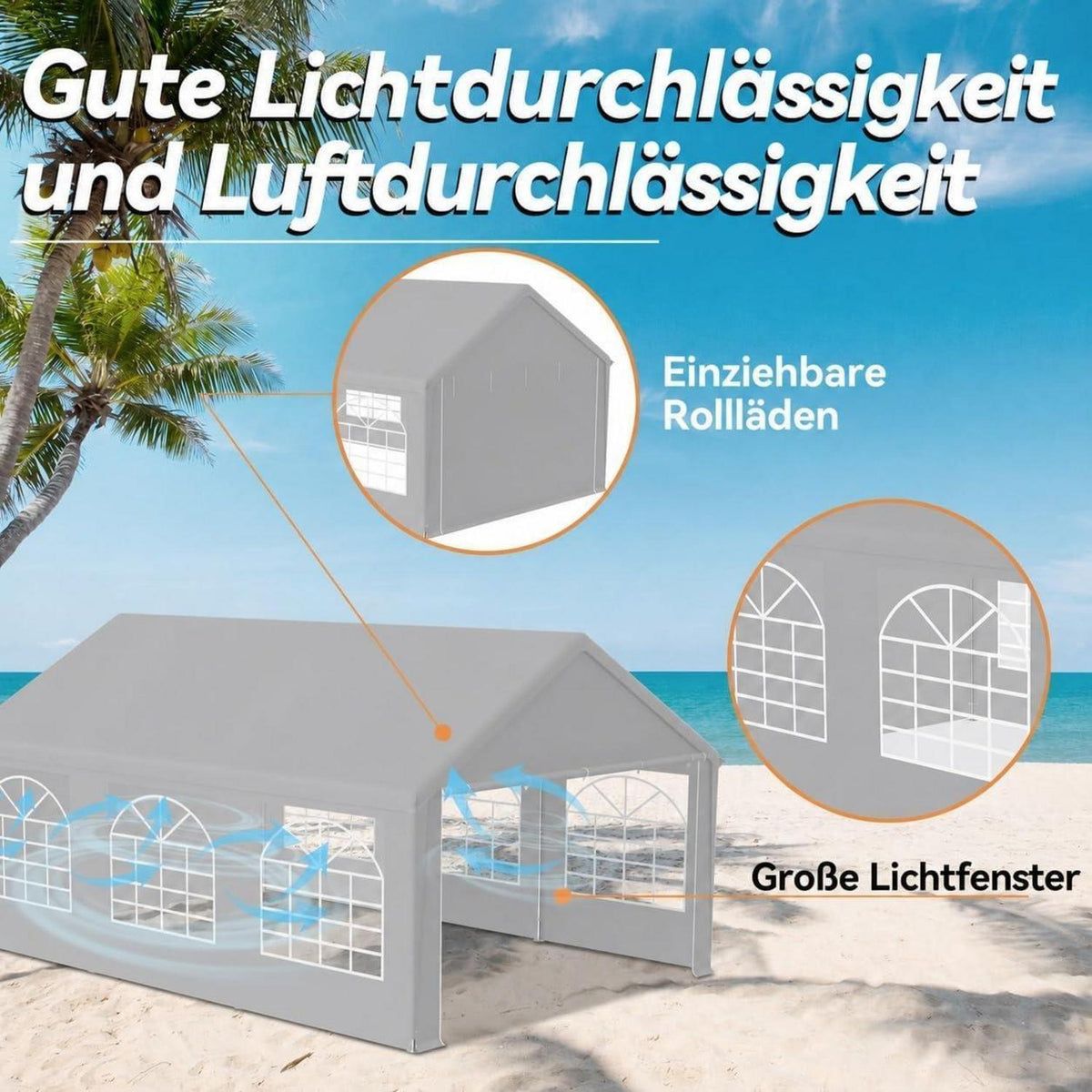 Partyzelt 4x6m Grau – Wasserdicht & UV-Schutz für Garten & Events