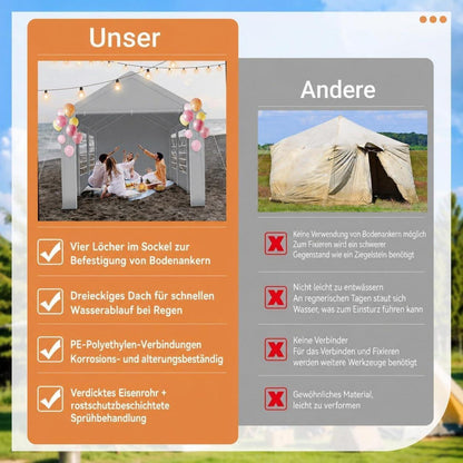 Partyzelt 3x6m Grau – Wasserdicht & UV-Schutz für Garten & Events