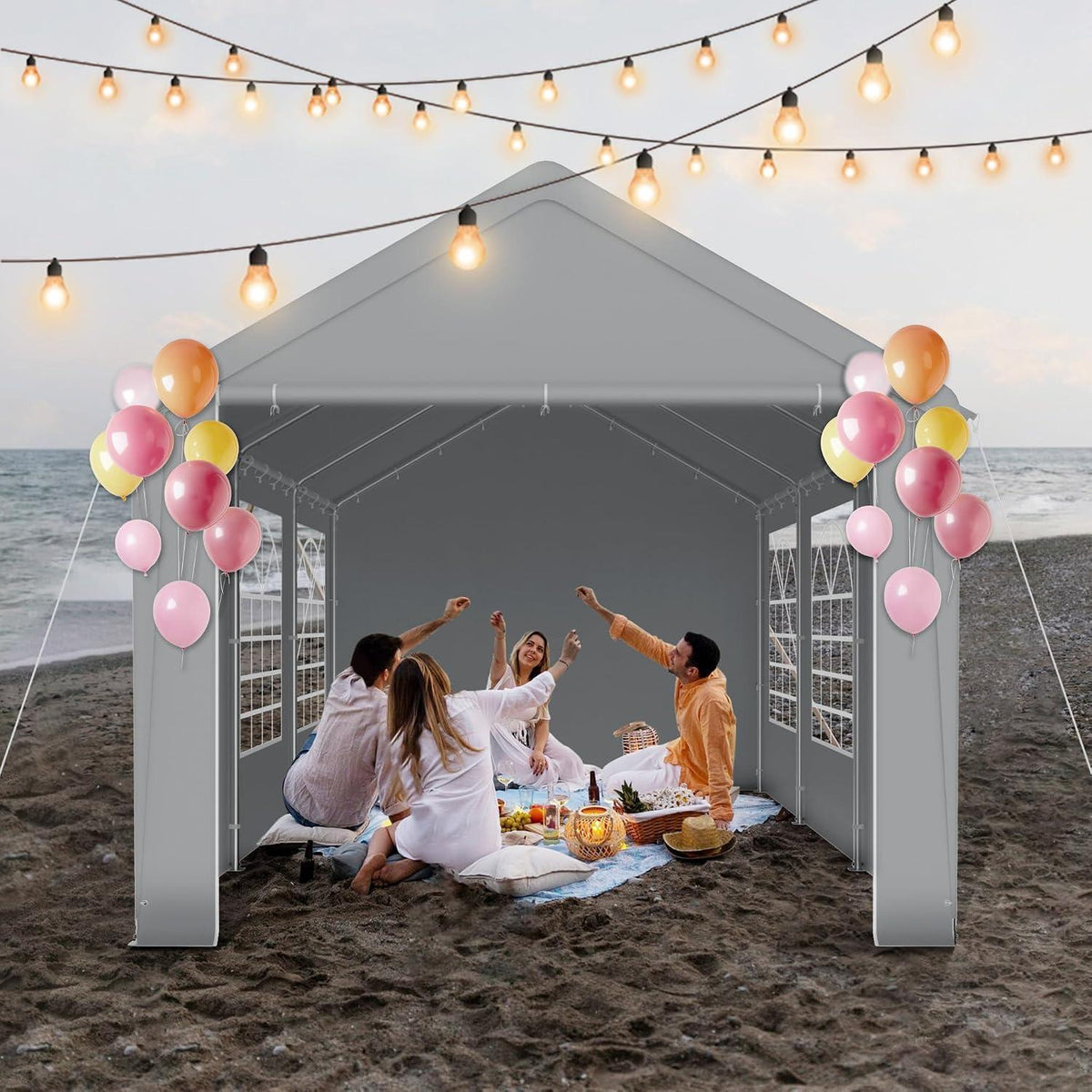Partyzelt 3x6m Grau – Wasserdicht & UV-Schutz für Garten & Events