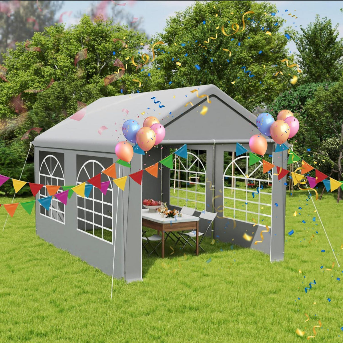 Partyzelt 3x4m Grau – Wasserdicht & UV-Schutz für Garten & Events