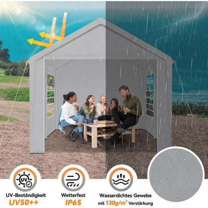 Partyzelt 3x4m Grau – Wasserdicht & UV-Schutz für Garten & Events