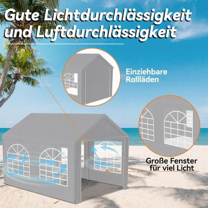Partyzelt 3x4m Grau – Wasserdicht & UV-Schutz für Garten & Events