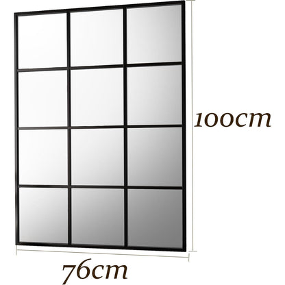 Rechteckiger Wandspiegel mit Gitter, Schwarz 100x75 cm