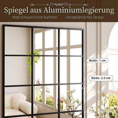 Rechteckiger Wandspiegel mit Gitter, 90x60cm, Schwarz