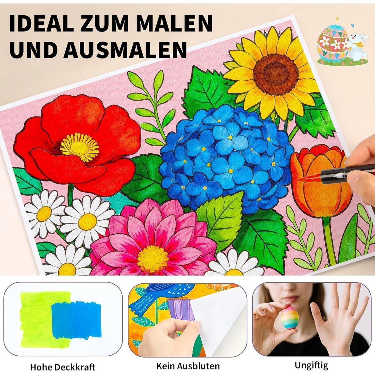 Acrylmarker Set 48 Farben – Dual Tip für Stoff, Holz & mehr