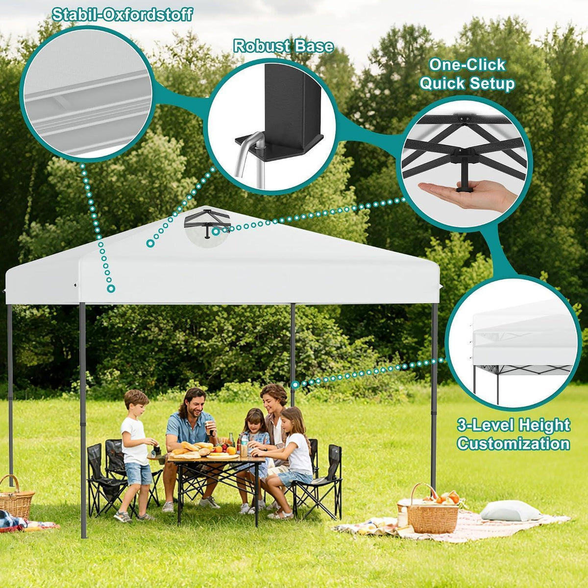 3x3 Pavillon Wasserdicht – Pop-Up Partyzelt für Garten & Outdoor