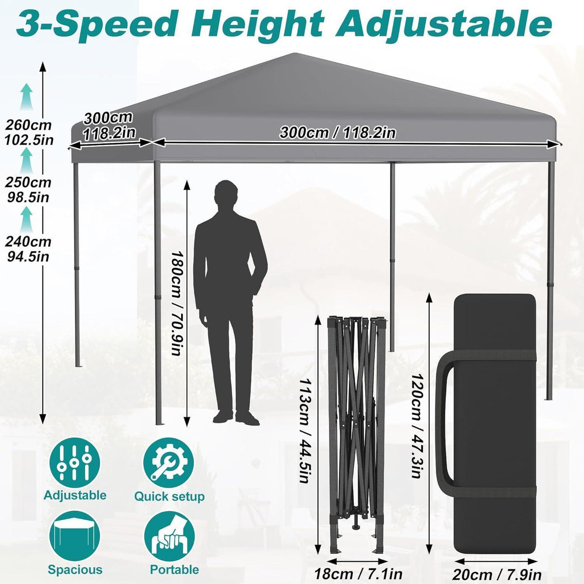 3x3 Pavillon Wasserdicht – Pop-Up Partyzelt für Garten & Outdoor