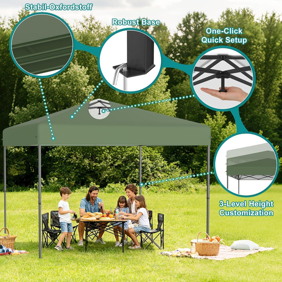 3x3 Pavillon Wasserdicht – Pop-Up Partyzelt für Garten & Outdoor