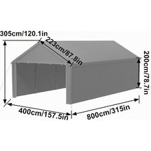 Carport Lagerzelt 4x8m Grau – Robustes Stahlgestell & Plane
