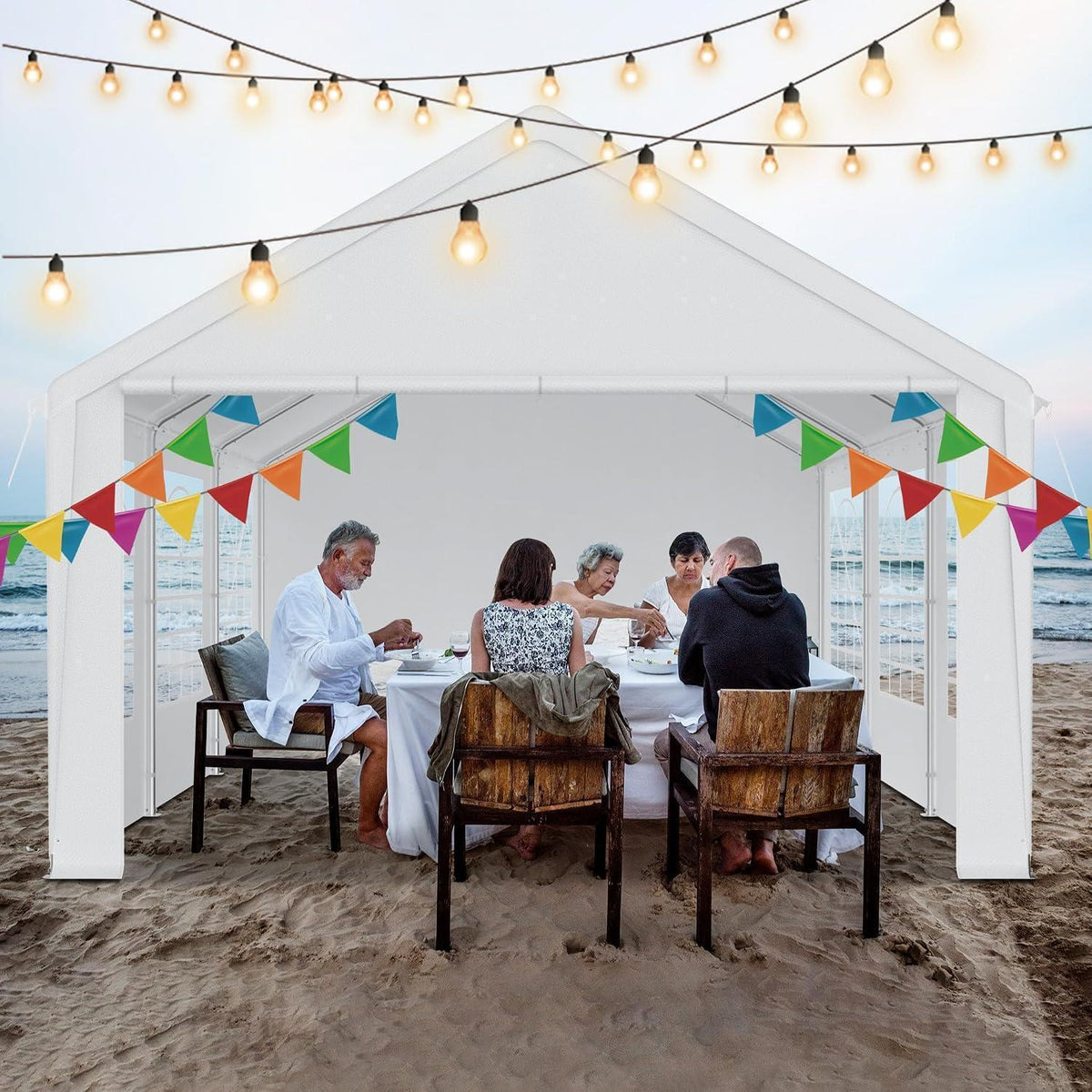 Partyzelt 4x6m Weiß – Stabiler Pavillon mit Seitenwänden
