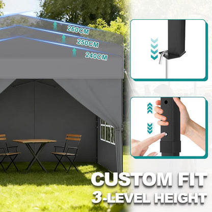 3x3 Pavillon Wasserdicht & Stabil – Mit Seitenwänden für Garten & Outdoor