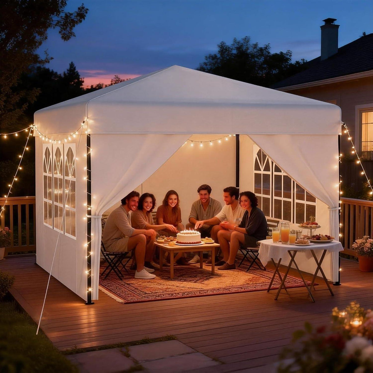 Faltpavillon 2.5x2.5 Wasserdicht & Stabil mit Seitenwänden