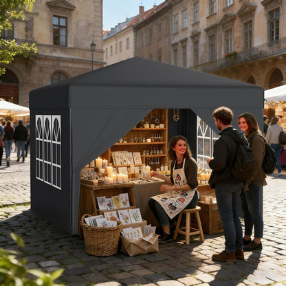 Faltpavillon 2.5x2.5 Wasserdicht & Stabil mit Seitenwänden