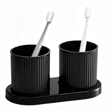 Doppel Zahnbürstenhalter Set Schwarz – Badezimmer Organizer
