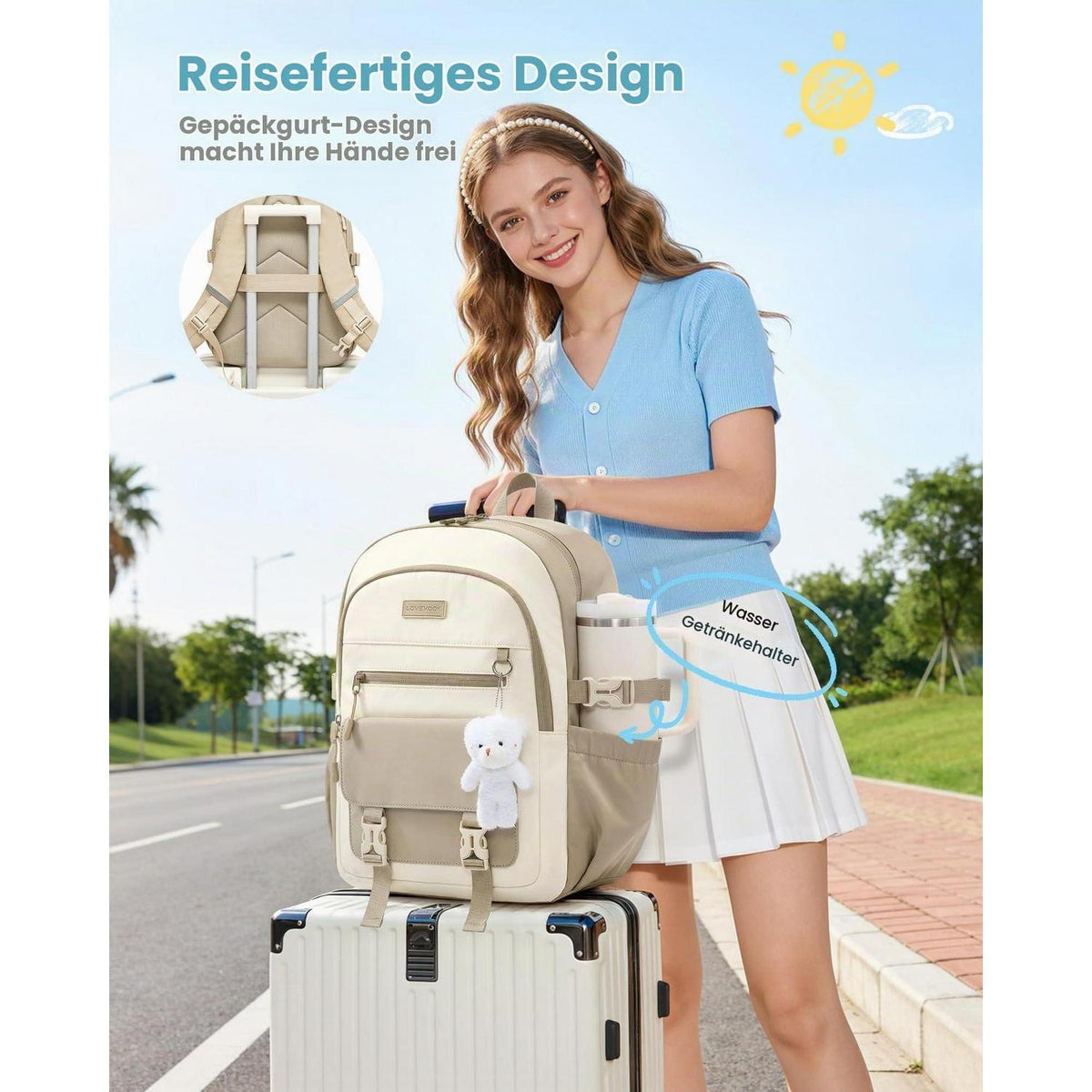 Schulrucksack Mädchen 30L, Wasserdicht & DIY-Style