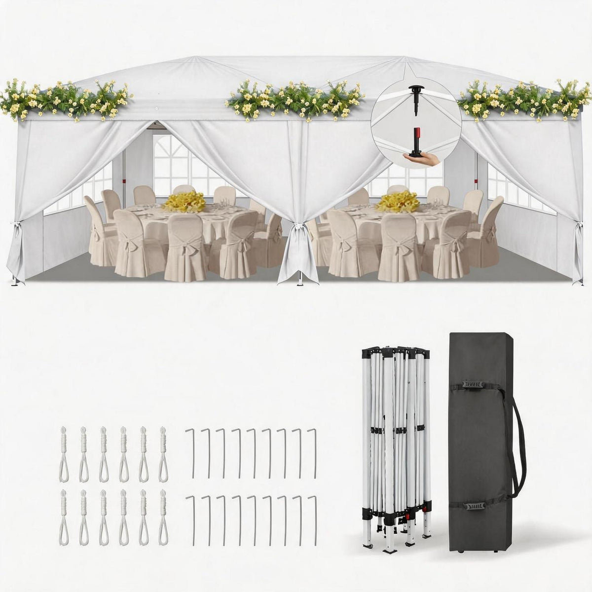 Faltpavillon 3x6m mit Seitenteilen – Stabil & Wetterfest