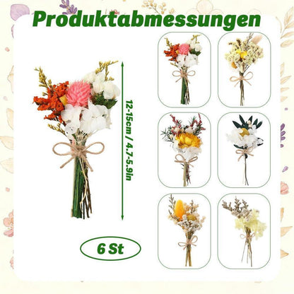 Gelber Mini Trockenblumenstrauß 6er Set Boho Deko Hochzeit