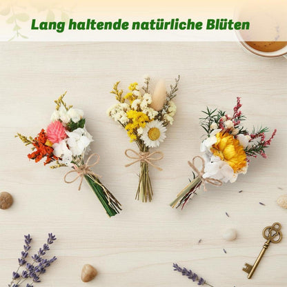 Gelber Mini Trockenblumenstrauß 6er Set Boho Deko Hochzeit