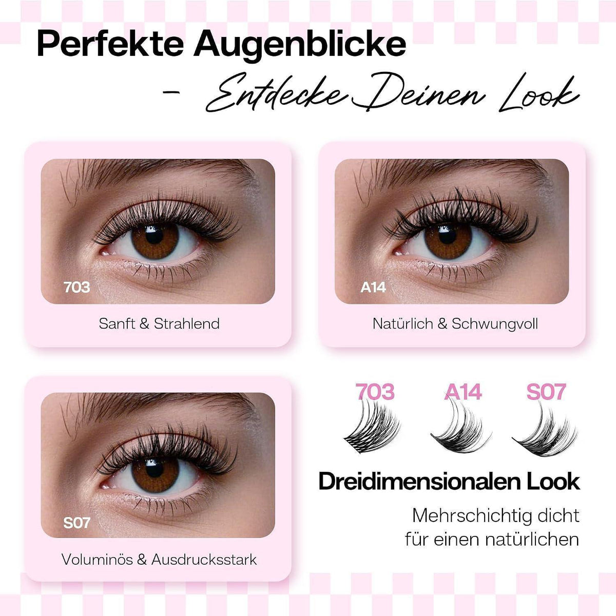 Wimpern Extensions Set 672 Stück D Curl DIY mit Kleber