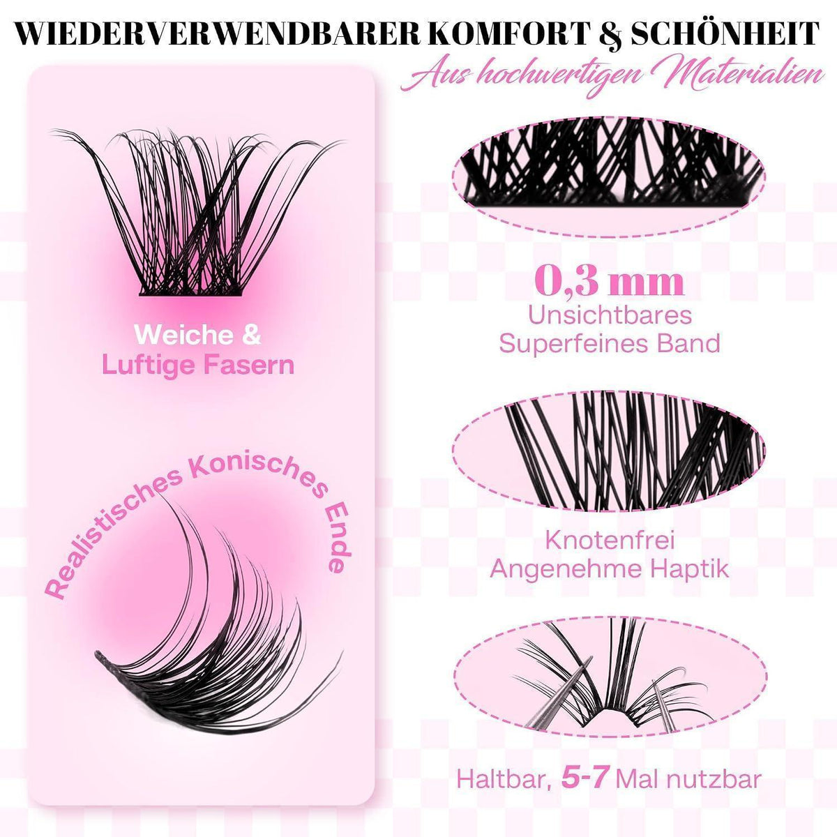 Wimpern Extensions Set 672 Stück D Curl DIY mit Kleber