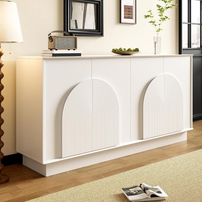 Weißes Sideboard mit 4 gewölbten Türen (160cm)
