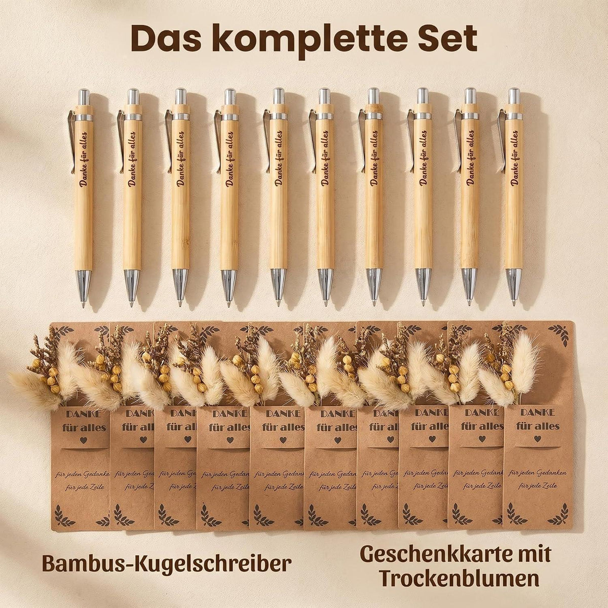 10x Dankeschön Geschenkset Kugelschreiber mit Gravur