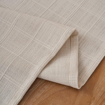 Tischläufer Beige Kariert Baumwolle Leinen Jacquard 30x80 cm