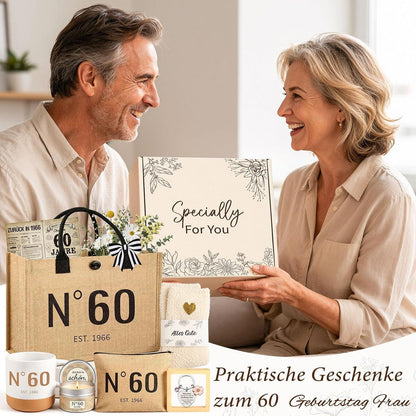 60. Geburtstag Geschenkset Vintage 1966 für Frau mit Tasche