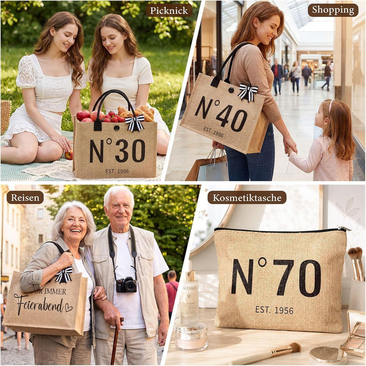 60. Geburtstag Geschenkset Vintage 1966 für Frau mit Tasche