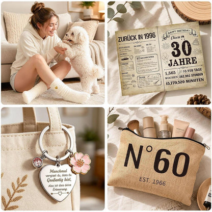 60. Geburtstag Geschenkset Vintage 1966 für Frau mit Tasche