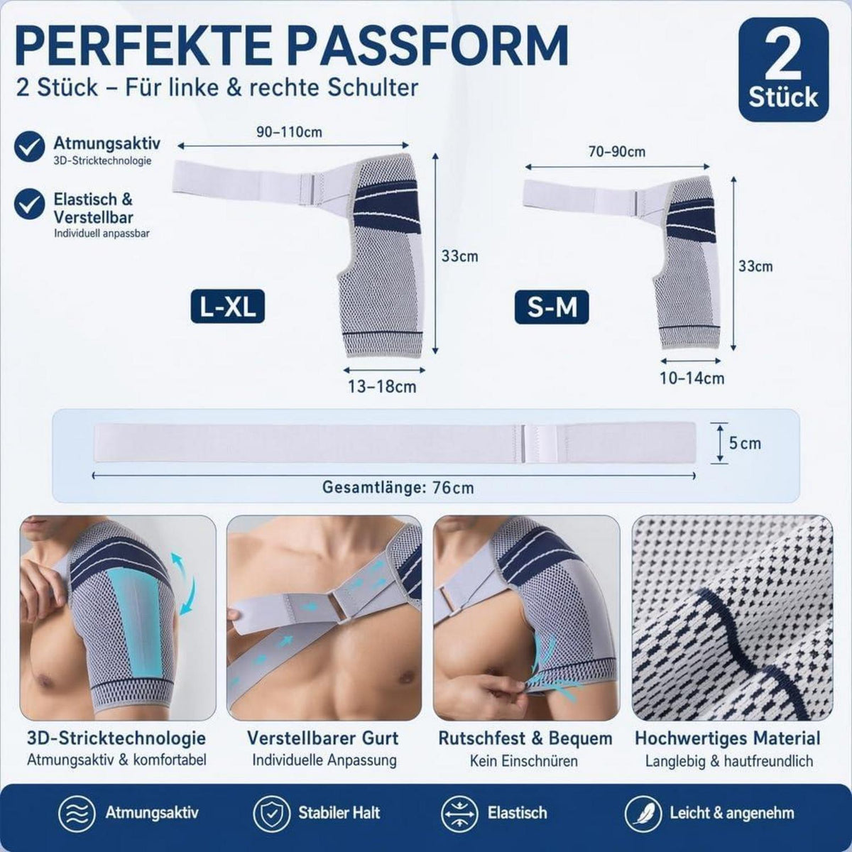 2x Schulterbandage Herren Damen – Armstütze für Schulter & Arthrose