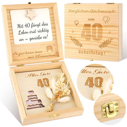Geldgeschenk 40. Geburtstag Frau mit Trockenblumen & Karte