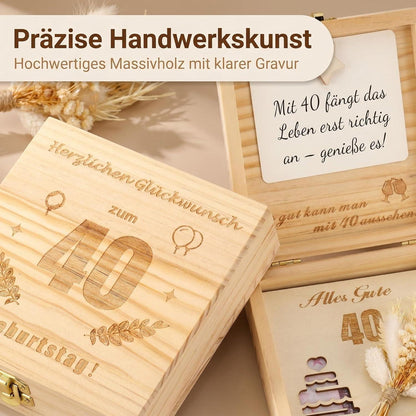 Geldgeschenk 40. Geburtstag Frau mit Trockenblumen & Karte