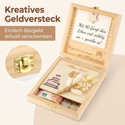 Geldgeschenk 40. Geburtstag Frau mit Trockenblumen & Karte