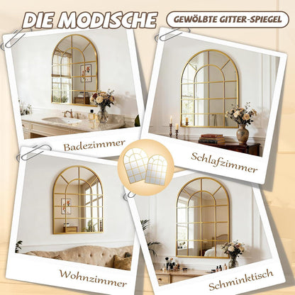 Goldener Wandspiegel mit Gitter 76 x 122 cm
