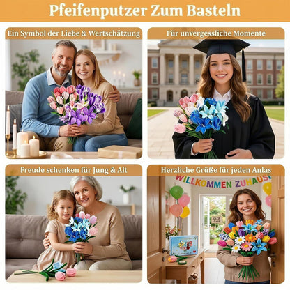 Pfeifenreiniger Blumen Set | 1000tlg. Bastelset für kreative Blumen
