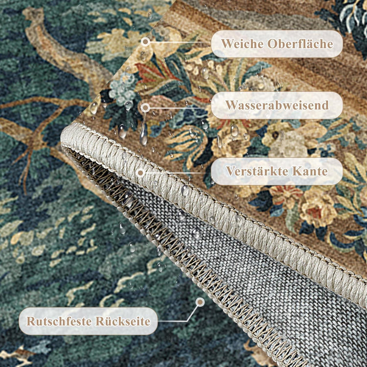 Vintage Teppich 300x400cm – Bunt & Waschbar für Wohnzimmer