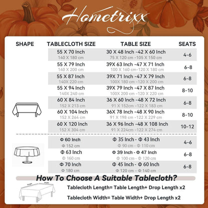 Herbst Tischdecke Kürbis Orange Weiß Ahornblätter 140x240 cm