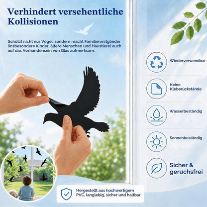Vogelaufkleber Fenster – 37 Stück Anti-Kollisionsfolie Schwarz