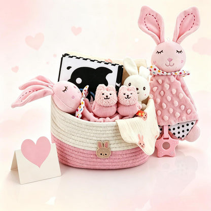 9-teiliges Baby Geschenkset mit Korb – Perfekte Erstausstattung