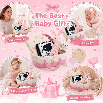 9-teiliges Baby Geschenkset mit Korb – Perfekte Erstausstattung
