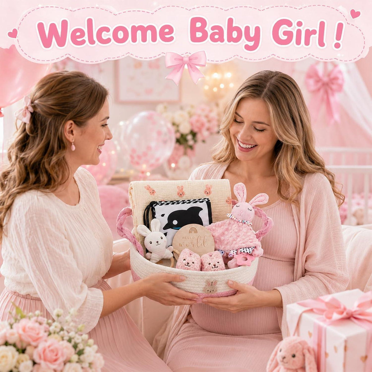 9-teiliges Baby Geschenkset mit Korb – Perfekte Erstausstattung