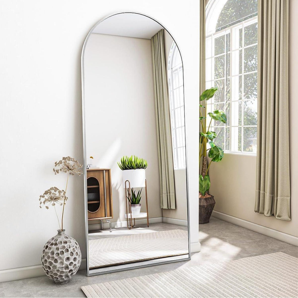 Ganzkörperspiegel Bogenförmig 171x76 cm – Silber & Aluminium