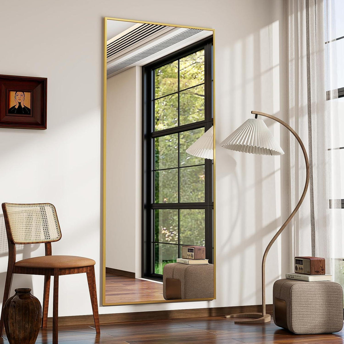 Ganzkörperspiegel 170x70cm Gold mit Ständer – Wand & Stehend