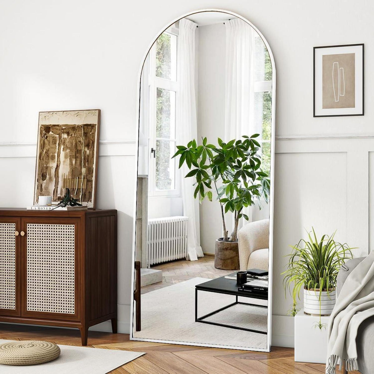 Ganzkörperspiegel Bogenförmig 171x76cm – Stand- & Wandspiegel Weiß